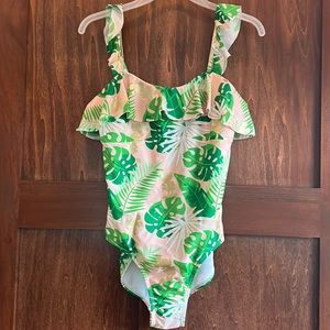 Disney Green Leaf Print One Piece Swimsuit